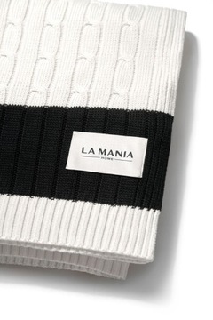 LA MANIA MIĘKKI KOC PLED BIAŁY CZARNY BAMBUS 50% BAWEŁNA 140X160 NARZUTA