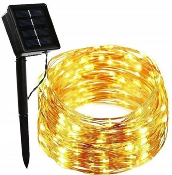 LAMPKI CHOINKOWE SOLARNE DRUCIKI 100 LED b.ciepły 10m