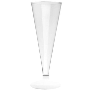 Пластиковые бокалы для шампанского, бесцветные, 10 шт., МНОГОРАЗОВЫЕ, на подставке.