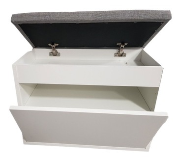 SCHOWEK NA BUTY Z SIEDZISKIEM SZAFKA BIAŁA 60x43CM PUFA TAPICEROWANA