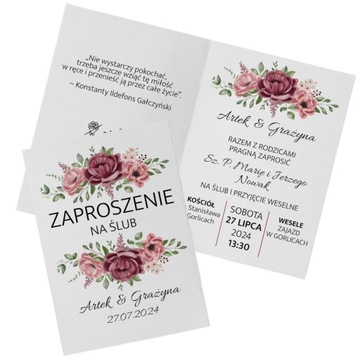 ZAPROSZENIA ŚLUBNE WESELNE PERSONALIZOWANE ŚLUB WESELE KOPERTA PRZYJĘCIE