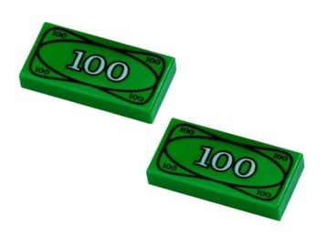 LEGO 3069bpx7 Tile 1x2 Banknot 100 Dollar 2szt