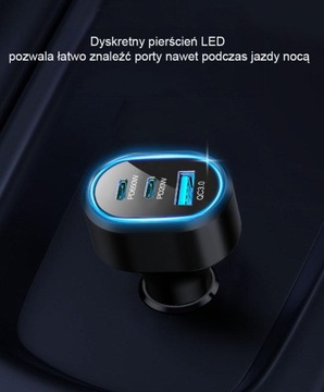 Мощное автомобильное зарядное устройство 2 x USB Type-C + USB — 85 Вт