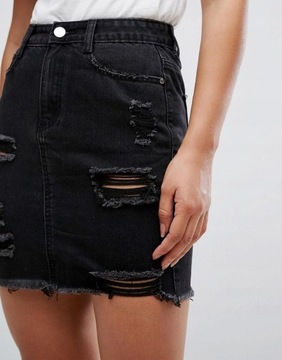 MISSGUIDED CZARNA JEANSOWA SPÓDNICA MINI 36 S VAG