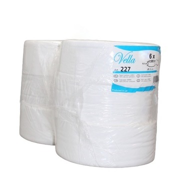 PAPIER TOALETOWY JUMBO BIAŁY duże rolki fi23cm VELLA CELULOZA 6szt JAKOŚĆ