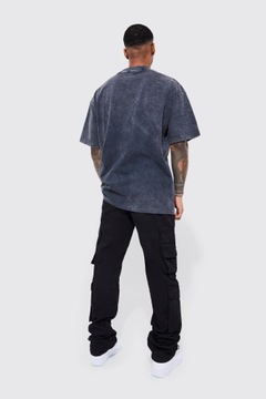 2G4B06 P28 BOOHOOMAN CZARNE SPODNIE JEANSOWE CARGO L