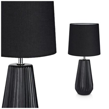 NICCI Czarna ceramiczna lampa stołowa do sypialni