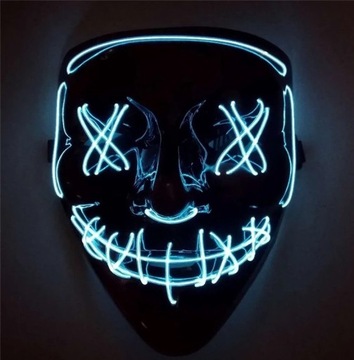 СВЕТОДИОДНАЯ МАСКА ДЛЯ НОВОГО ГОДА СВЕТЯЩАЯСЯ СВЕТОДИОДНАЯ МАСКА СТРАШНАЯ ВЕЧЕРИНКА МАСКА КРАСНАЯ