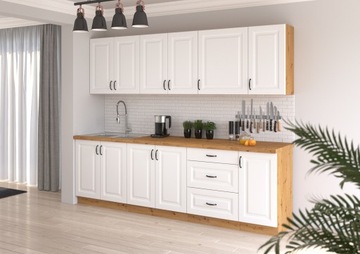Meble kuchenne STILO BIAŁY MAT/DĄB ARTISAN zestaw kuchnia szafki 260cm
