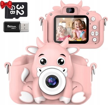 Aparat Cyfrowy dla Dzieci Dziecka Fotograficzny Różowy 1080p + 32GB Karta