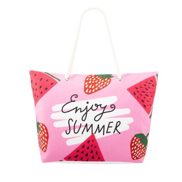 TORBA PLAŻOWA MIEJSKA SHOPPER NA PLAŻĘ RÓŻOWA