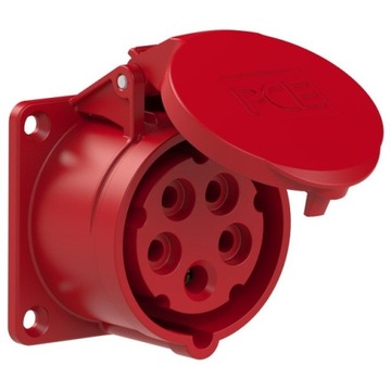 Gniazdo tablicowe 16A 5P 400V /70x70/ czerwone