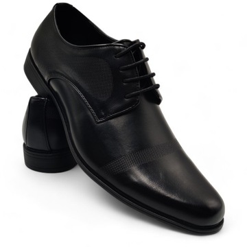 BUTY WIZYTOWE MĘSKIE BADOXX ELEGANCKIE CZARNE WYGODNE PÓŁBUTY
