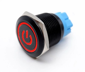 Włącznik przycisk bistabilny ON/OFF czerwone LED 19 mm czarny