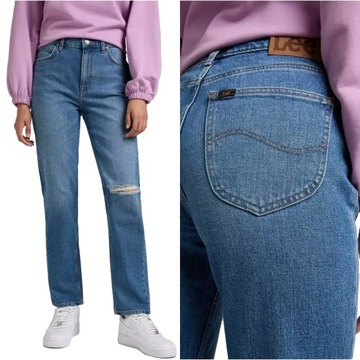 Lee CAROL STRAIGHT MidTrashed MOM JEANS W28 L35