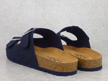 IZZI ALEX NAVY KLAPKI KAPCIE BUTY KORKOWE DAMSKIE GRANATOWE