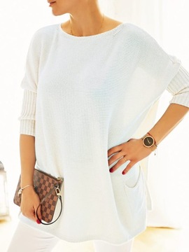 Duży sweter plus size oversize Nobis - ecru biały