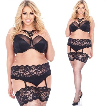 Zmysłowe Strippanty Pończochy SZEROKA KORONKA Podwiązki PLUS SIZE fenome