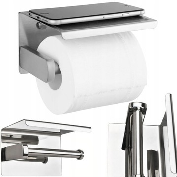 UCHWYT NA PAPIER TOALETOWY Z PÓŁKĄ CHROM LOFT WC