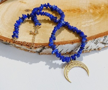 Naszyjnik handmade Luna Lunula Księżyc Lapis lazul