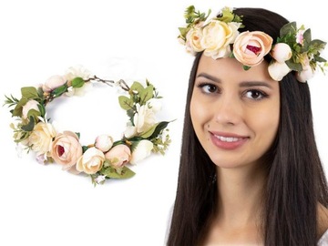 БОХО венок на голову, цветы, КРЕМОВАЯ свадьба, ПИОНЫ