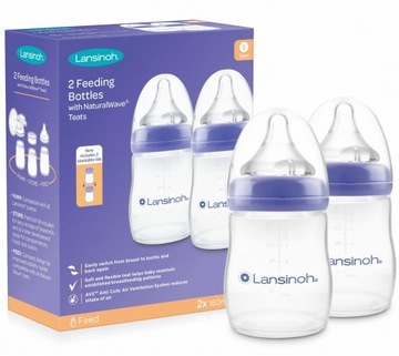 LANSINOH 2x BUTELKA 160 ml 2-pack Smoczek Wolny