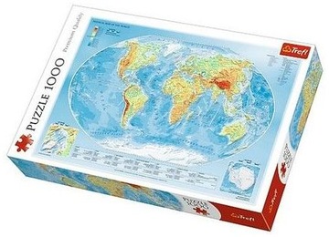 Puzzle 1000 ELEMENTÓW Mapa fizyczna świata, Trefl ZABAWA i NAUKA W JEDNYM