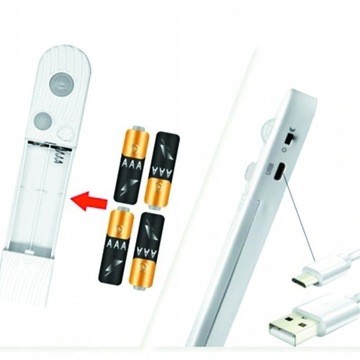Светодиодная лента на батарейках, USB-датчик движения, 5 м, холод.