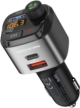 Unbreakcable Nadajnik FM Bluetooth do samochodu, wejście USB i typ C (1673)