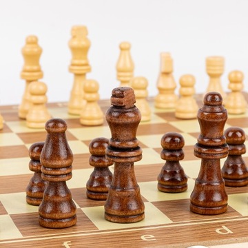 ШАХМАТНАЯ ИГРА КЛАССИЧЕСКИЕ ШАХКИ БОЛЬШИЕ ДЕРЕВЯННЫЕ 3в1 ТРАДИЦИОННЫЙ ФОН БОЛЬШОЙ