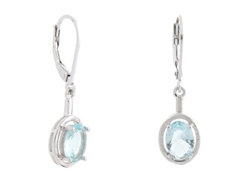 WISZĄCE SREBRNE KOLCZYKI RODOWANE SKY BLUE TOPAZ NATURALNE