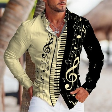 Music Note 3D Printing Design Long Sleeve Shirt N