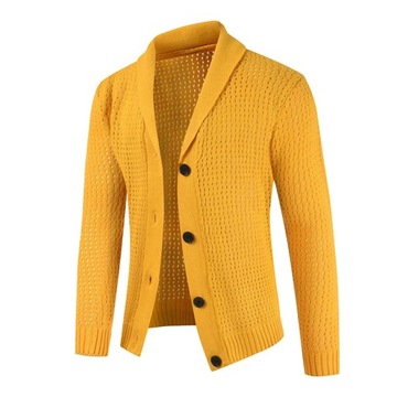 Oversize Cardigan Sweater Men Solid Color Turn-dow