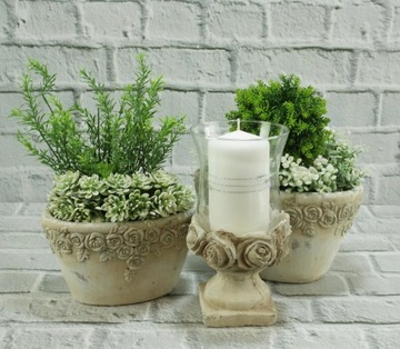 Винтажный ажурный подсвечник из цемента H33