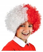 PERUKA KIBICA AFRO POLSKA BIAŁO CZERWONA MECZ