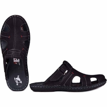 Pánske kožené papuče kryté čierne Kampol veľ.39