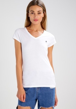 G-STAR T-SHIRT DAMSKI SLIM BIAŁY Z LOGO M 1BDC