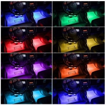Освещение салона автомобиля, светодиодное освещение RGB различных цветов, пульт дистанционного управления