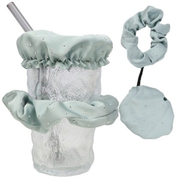 ZIELONA GUMKA DO WŁOSÓW SCRUNCHIE COVERCUP NIGHTCAP COVER DRINK KUBEK 2W1