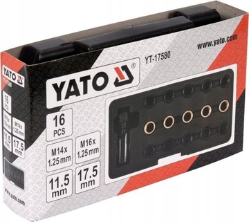 НАБОР YATO ДЛЯ РЕМОНТА ПОВРЕЖДЕННОЙ РЕЗЬБЫ СВЕЧИ ЗАЖИГАНИЯ 16EL YT-17580