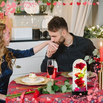 WIECZNA RÓŻA W SZKLE ŚWIECĄCA LED PREZENT NA DZIEŃ KOBIET MAMY + PUDEŁKO