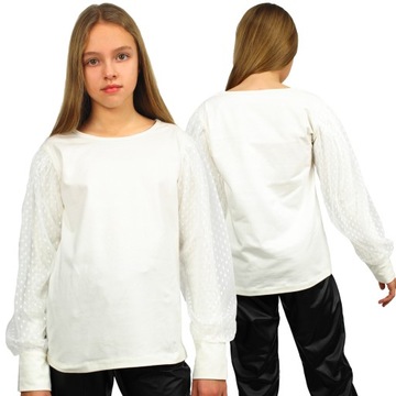 Блуза ЭЛЕГАНТНАЯ, Рукава ТЮЛЬ, ГОРШКИ Школа 152