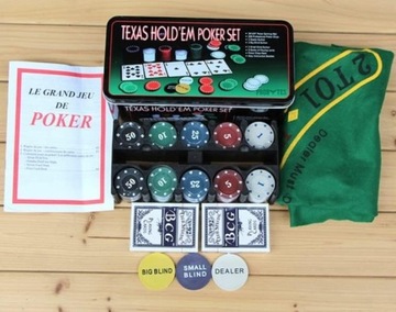 БОЛЬШОЙ НАБОР ДЛЯ ПОКЕРА, КАРТЫ, ФИШКИ, КОВРИК