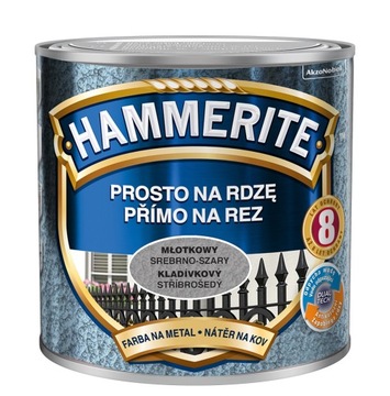 HAMMERITE FARBA NA RDZĘ 0.7 L srebrno szary młotk.