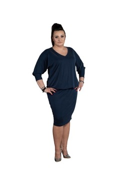 Sukienka zbluzowana TUSZUJĄ GRANAT r. 58 PLUS SIZE