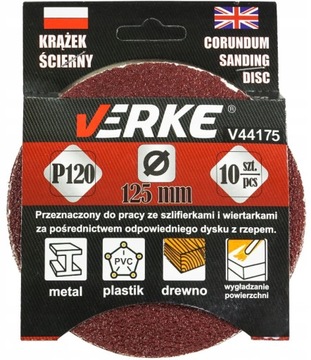KRĄŻEK PAPIER ŚCIERNY P 120 125 MM 10 SZT. VERKE