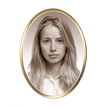 ZDJĘCIE NAGROBKOWE OWAL SEPIA ZŁOTA RAMKA 7,5x10,5