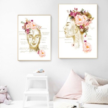 Современная HD-печать карты мышц лица женщины Medica