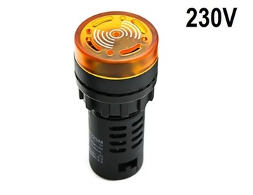 Lampka kontrolna LED buzer brzęczyk 230V sygnalizator dźwiękowy 22mm