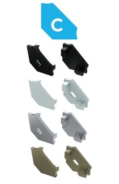 Zaślepka do profilu typu C Szara Czarna Biała Inox